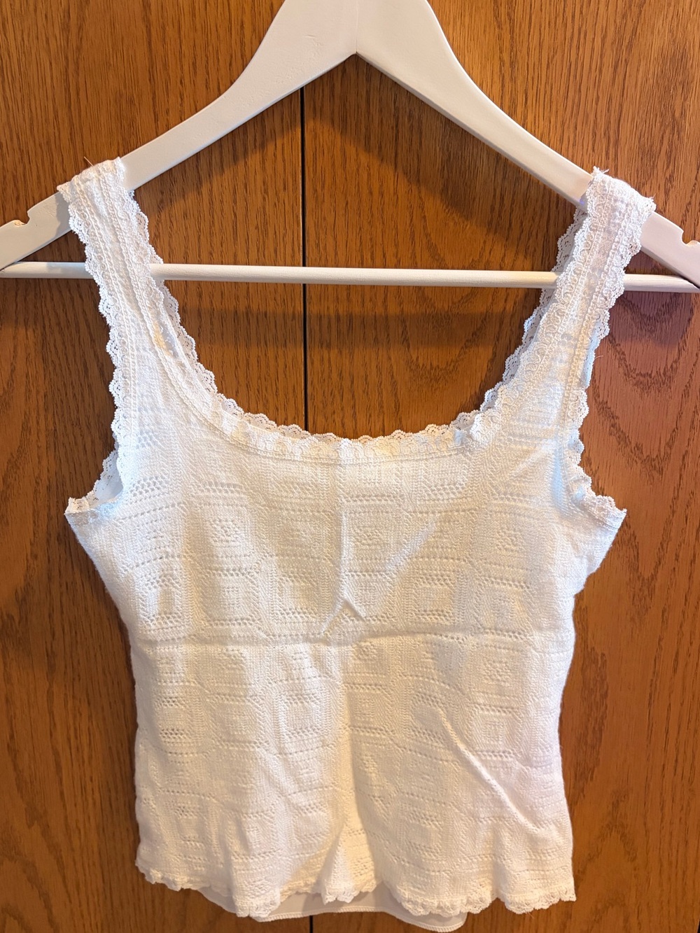 White/cream crochet style tank top